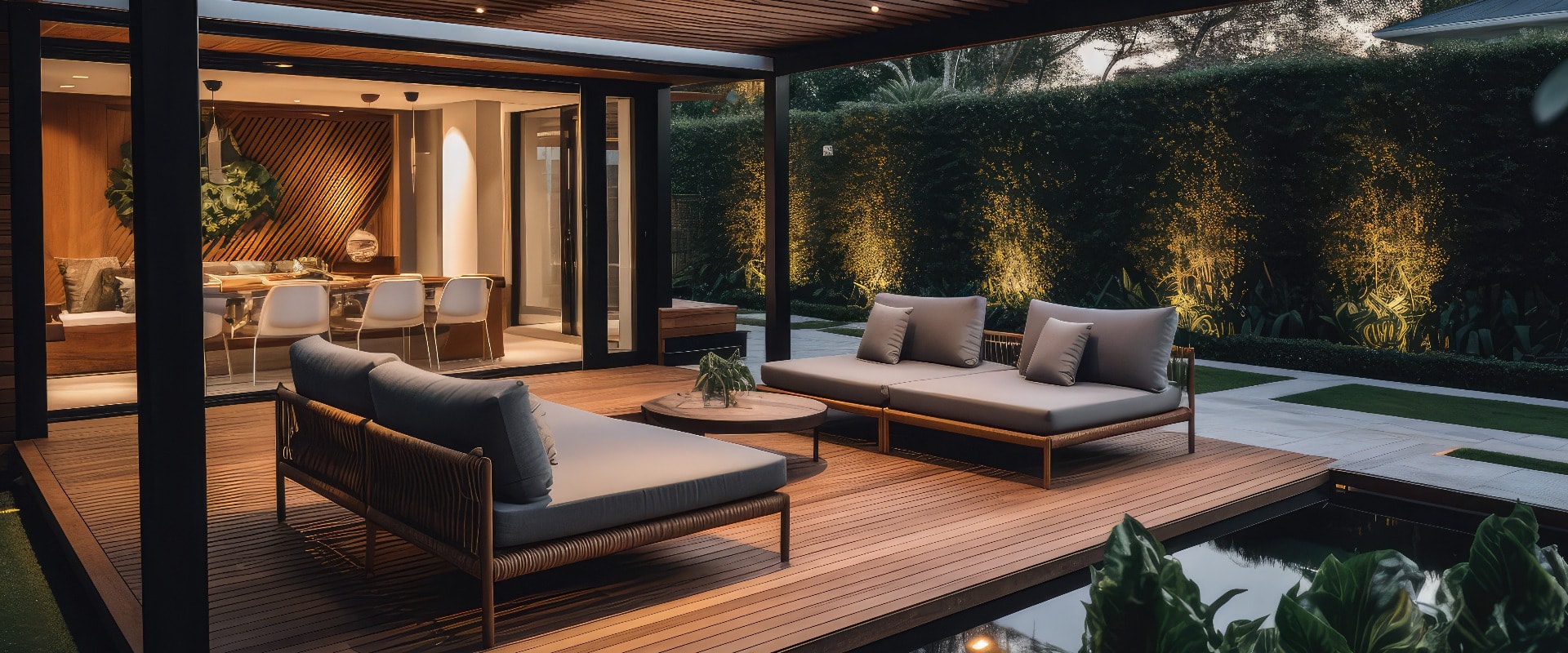 Moderne Gartenmöbel auf einer schönen Terrasse bei Fürth