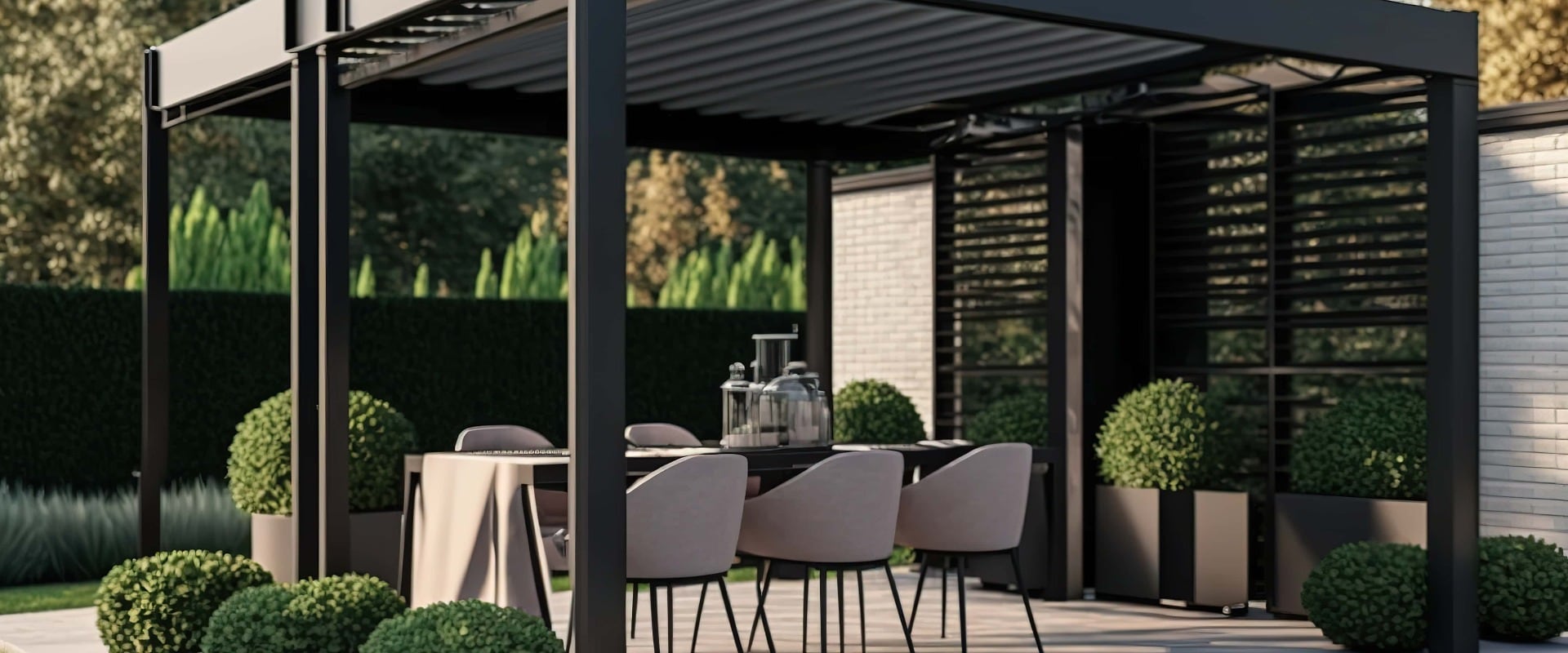 Moderne Dining-Möbel im Garten