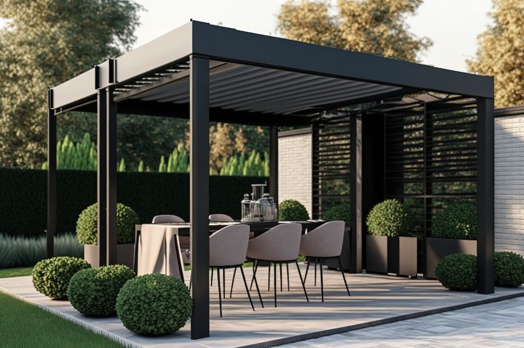 Moderne Gartenmöbel. Stühle und Tische für draußen