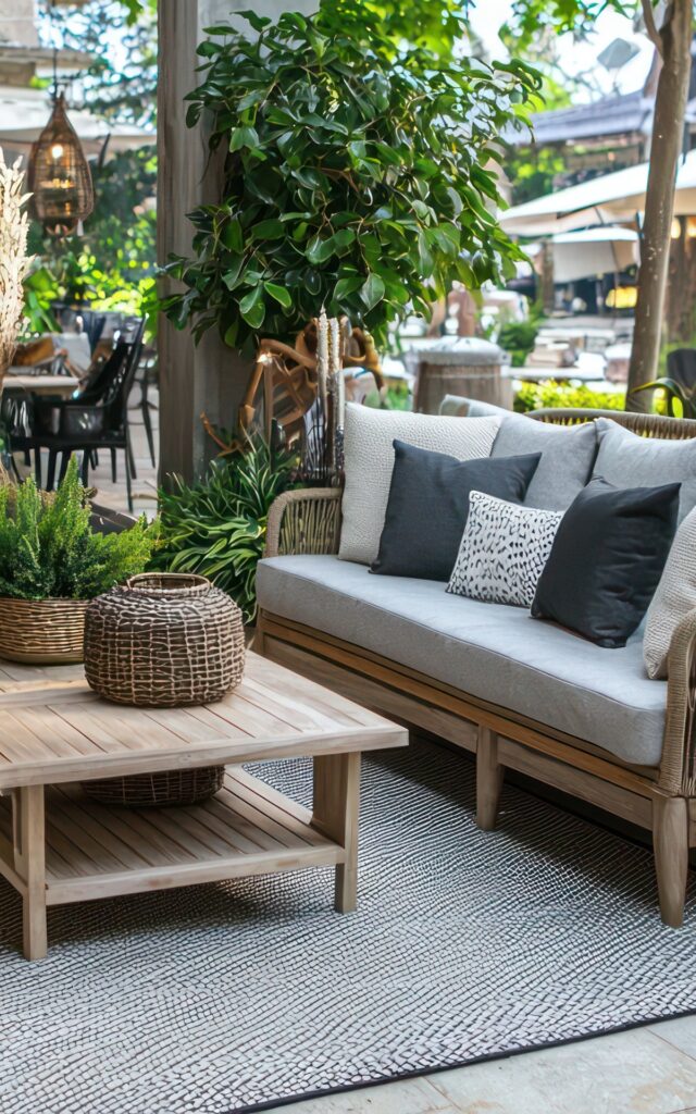 Ein Ausstellungsraum mit Gartenmöbeln und Gartenaccessoires
